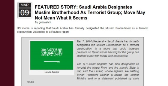 SAUDI ARABIA BRANDS MUSLIM BROTHERHOOD TERRORIST GROUP