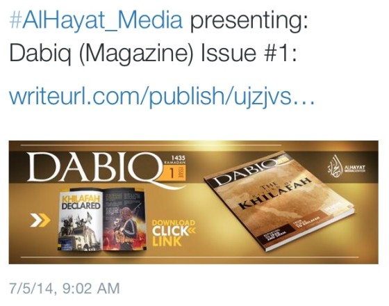 TWEE-HAD: ISLAMIC STATE LAUNCHES NEW ENGLISH-LANGUAGE TWITTER ACCT AND E-ZINE