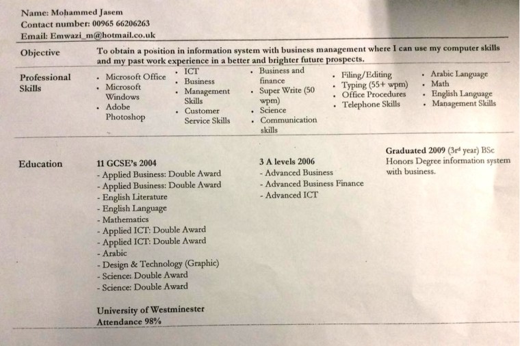 RUMINT: JIHADI JOHN’S RESUME?